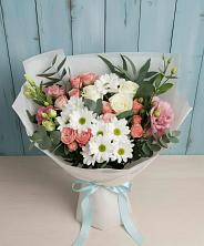 Букет цветов из:  Розы, Лизиантусы и Хризантемы в Большой Речке