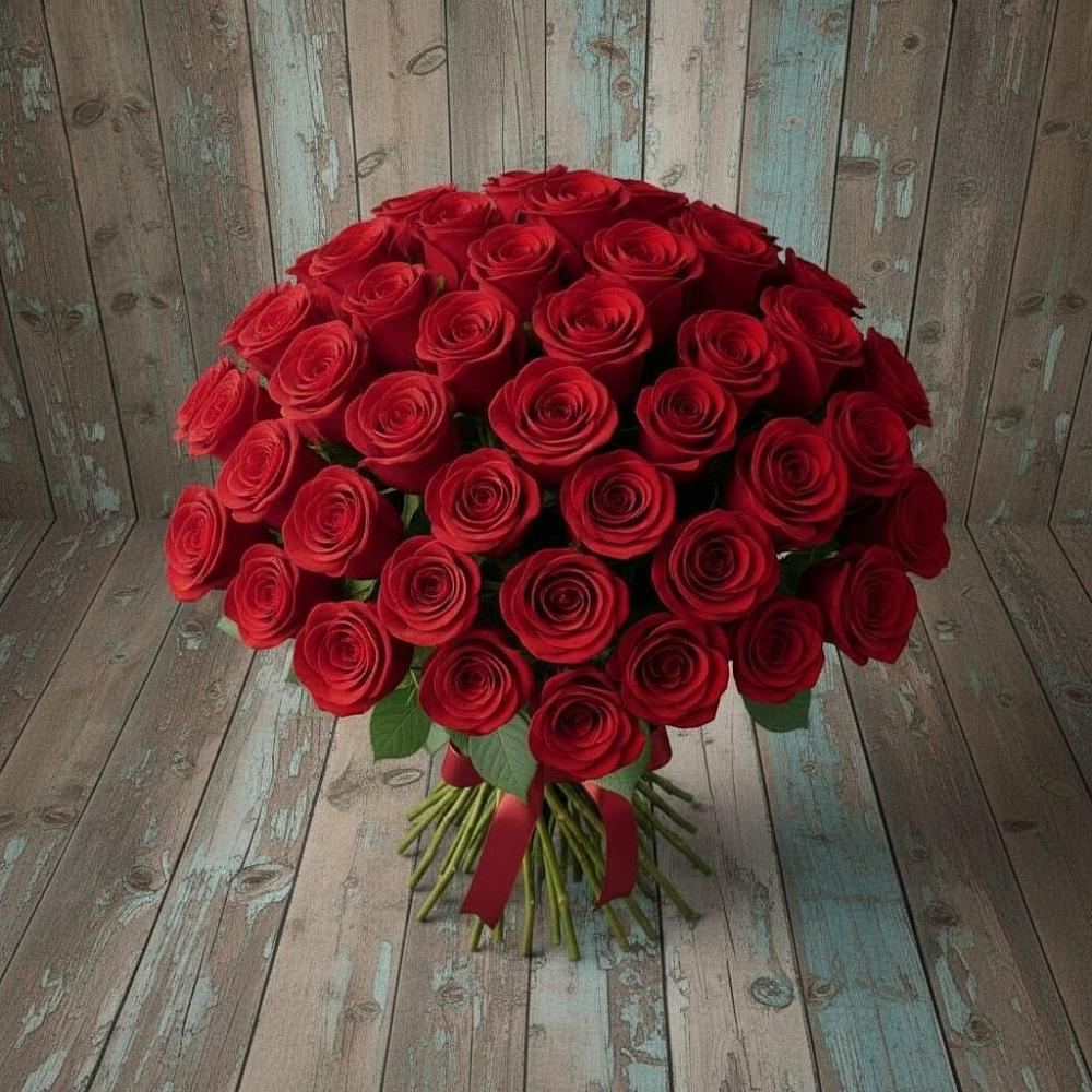 Букет 55 Красных роз Фридом в Большой Речке
