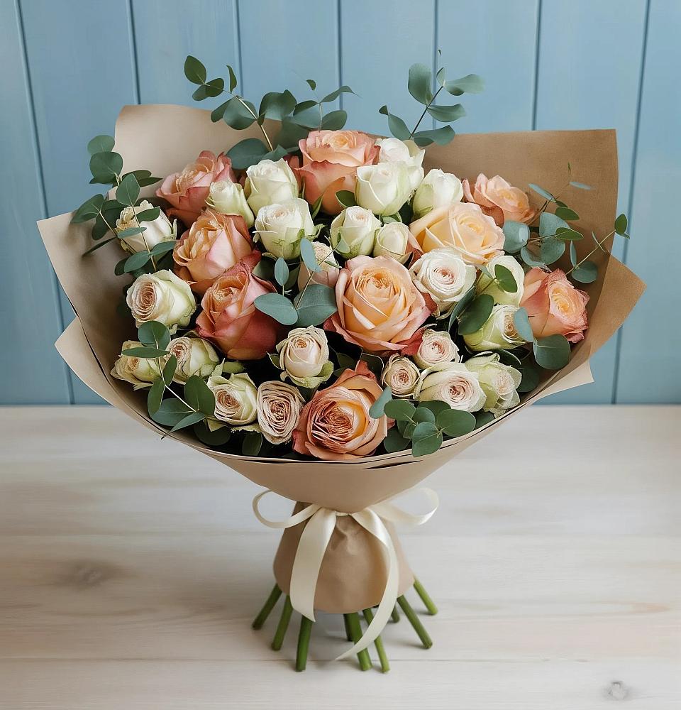 Букет цветов из: Альстромерии и Розы в Большой Речке