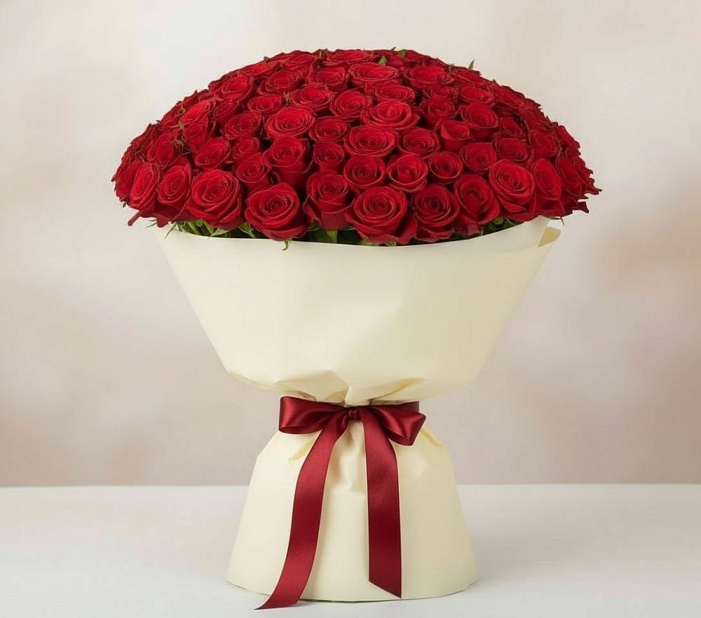 Букет 101 Красная роза Милано в Большой Речке