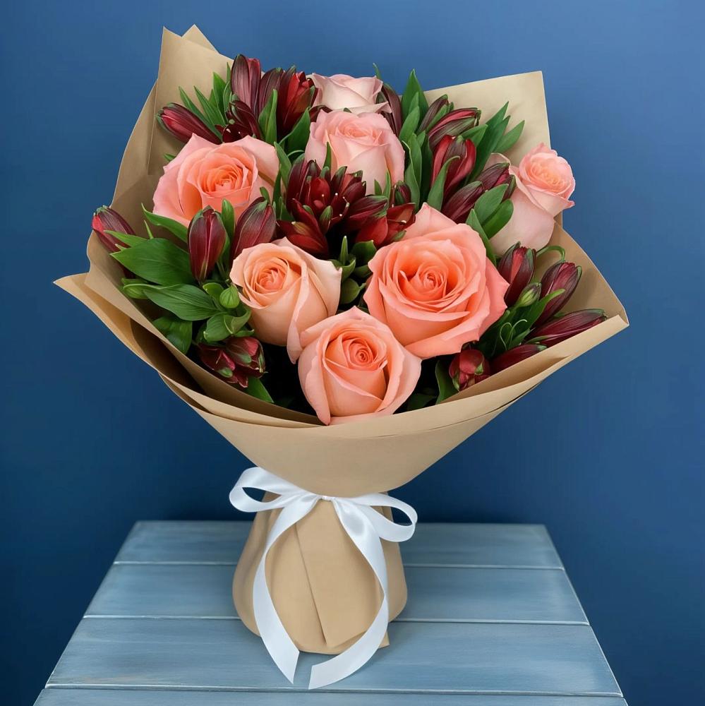 Букет цветов из: Розы и Альстромерии в Большой Речке