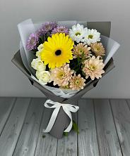 Букет цветов из:  Розы, Герберы и Хризантемы в Большой Речке