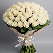 Букет 101 беля роза Белоснежка в Большой Речке