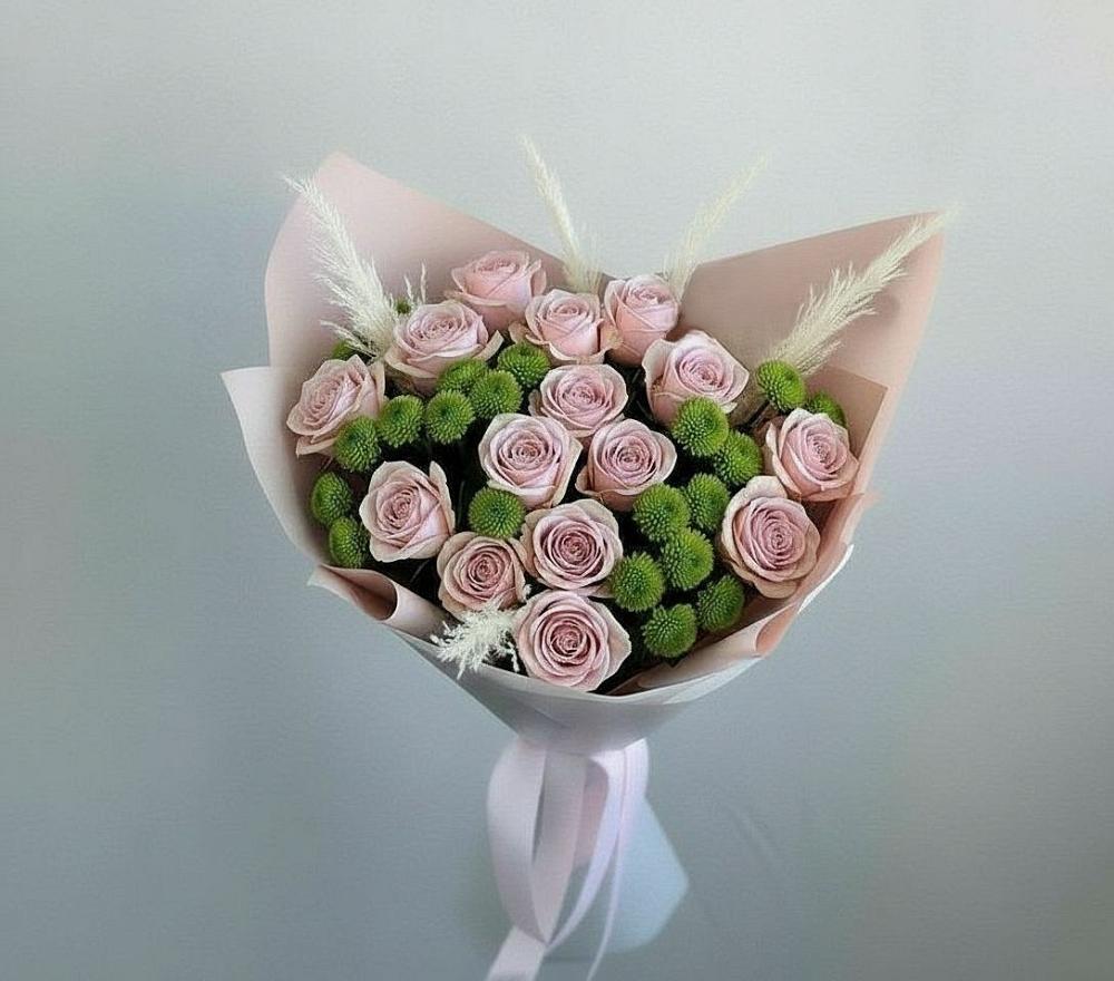 Букет цветов из: Розы и Хризантемы в Большой Речке