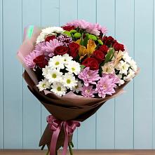 Букет цветов из:  Розы, Хризантемы и Альстромерии в Большой Речке