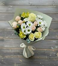 Букет цветов из:  Альстромерии, Розы и Хризантемы в Большой Речке
