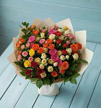 Букет Микс из разноцветных кустовых роз #REPLACE_PRED# Большой Речке